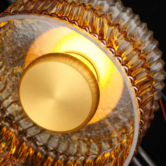 PrismAura Amber Drum Glass Wall Light