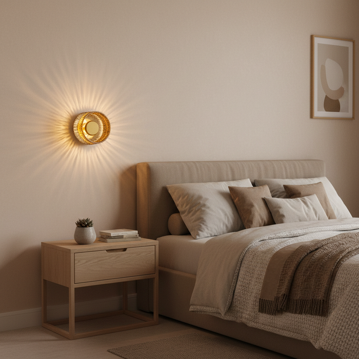 PrismAura Amber Drum Glass Wall Light