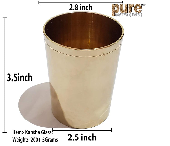 Pure Source India Bronze Kansa Glass Handmade, 1 Piece, 200 Ml, Gold