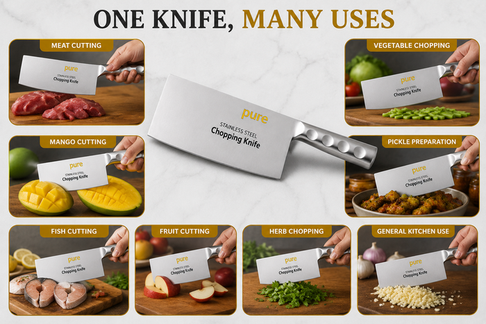 Pure Source India Stainless Steel Chef's Chopper/Knife/Meat Cleaver, Meat Cleaver/Knife, Heavy Duty