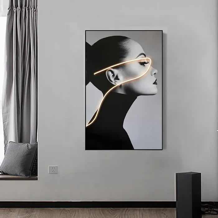 Radiant Gaze Portrait Illuminated Wall Art