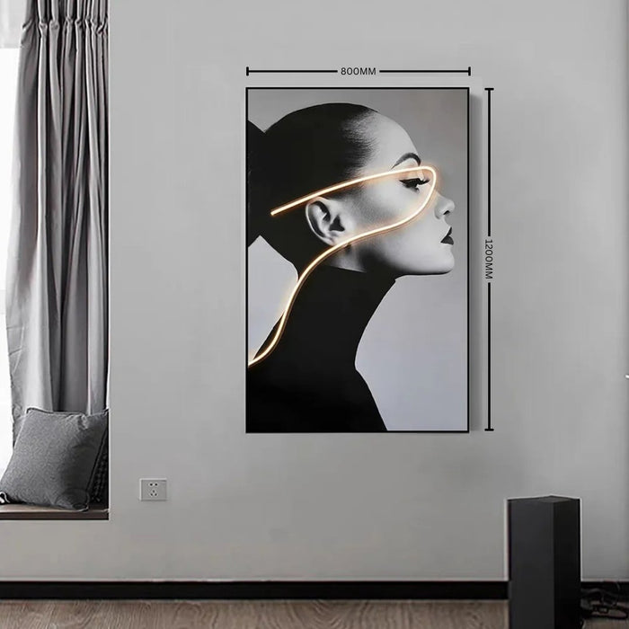 Radiant Gaze Portrait Illuminated Wall Art