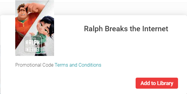 Ralph Breaks the Internet Google TV HD Digital Code (Redeems in Google TV; HD Movies Anywhere & HDX Vudu & HD iTunes Transfer Across Movies Anywhere)