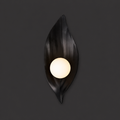 Raven's Glow - Black Leaf Wall Sconce with Orb Light
