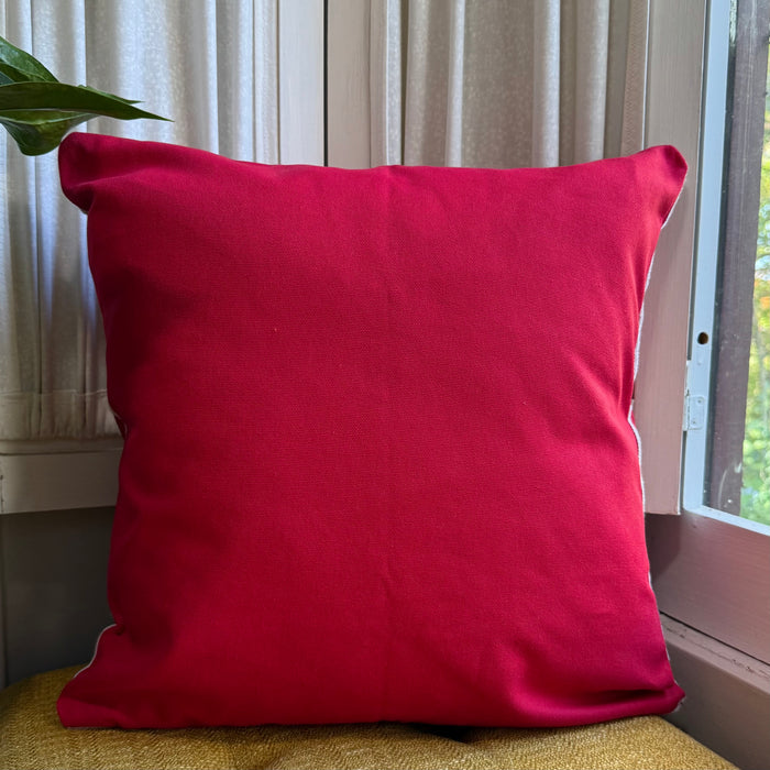Red Snowflake Embroidered Pillow Cover