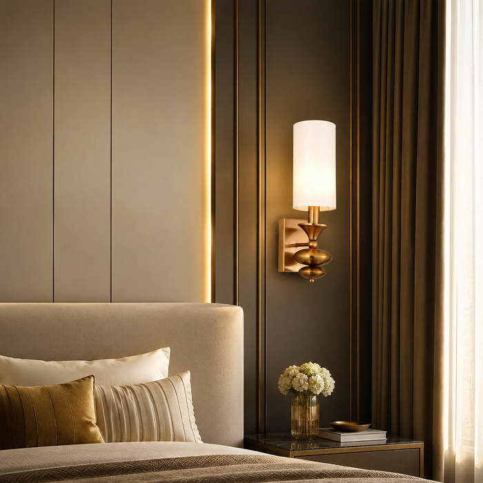 Refine Lumina - Modern Brass Wall Lamp with White Shade