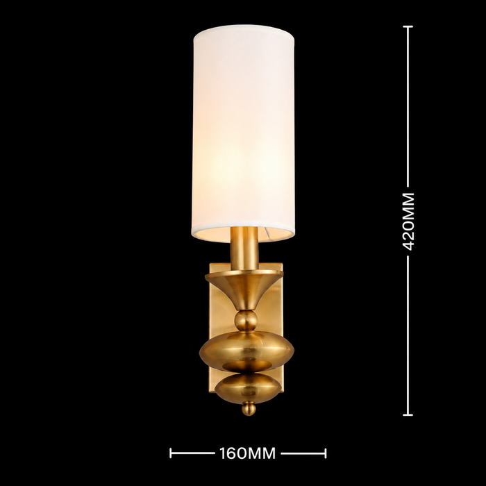 Refine Lumina - Modern Brass Wall Lamp with White Shade