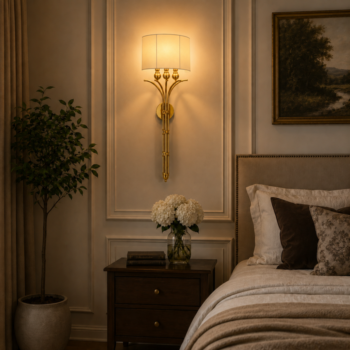 Regalia Brass Fabric Wall Sconce