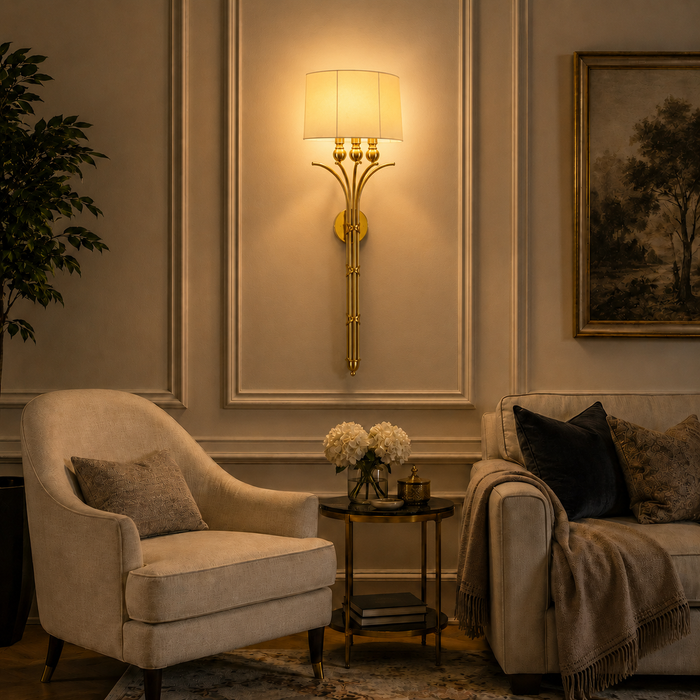 Regalia Brass Fabric Wall Sconce