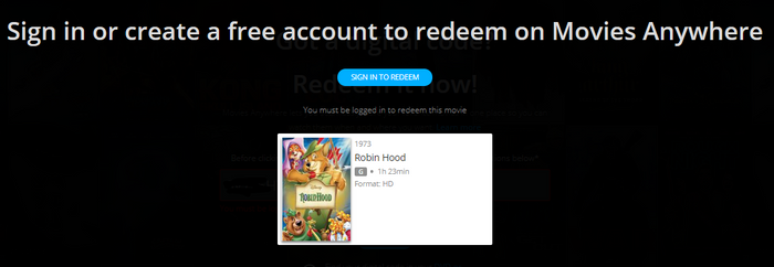 Robin Hood HD Digital Code (1973 Animated) (Redeems in Movies Anywhere; HDX Vudu Fandango at Home & HD iTunes Apple TV Transfer From Movies Anywhere)