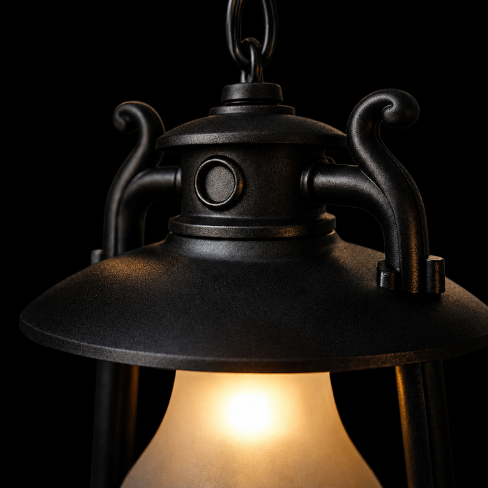 Rustic Bronze Farmhouse Hanging Lantern Light