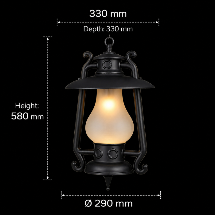 Rustic Bronze Farmhouse Hanging Lantern Light