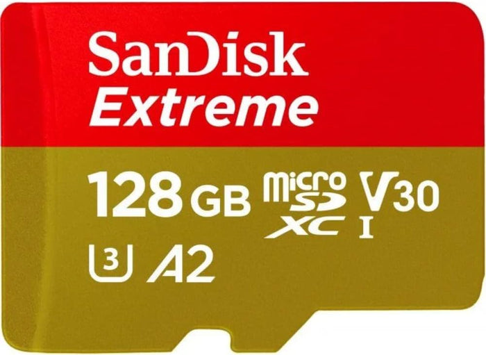 SanDisk 128GB Extreme microSD UHS I Card for 4K Video on Smartphones, Action Cams & Drones 190MB/s R