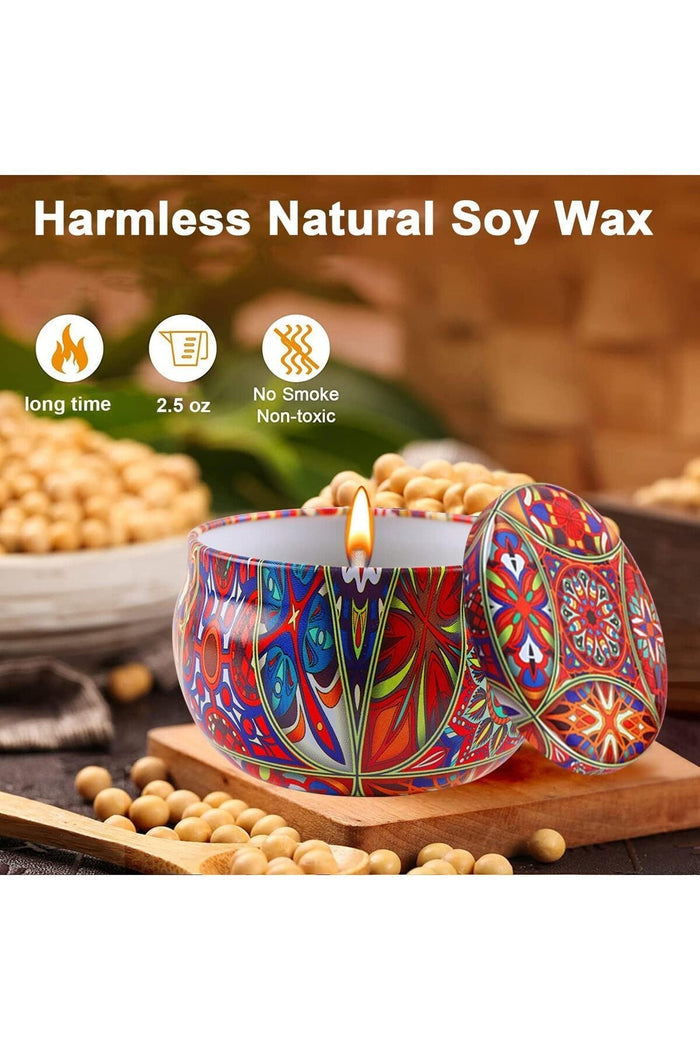 Scented Candles Gift Set, 9pcs Travel Tin Candle Portable Relaxing Aromatherapy Candle Smokeless wit