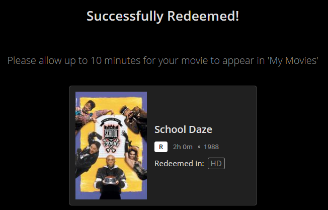 School Daze HD Digital Code (1988) (Redeems in Movies Anywhere; HDX Vudu Fandango at Home & HD iTunes Apple TV Transfer From Movies Anywhere)