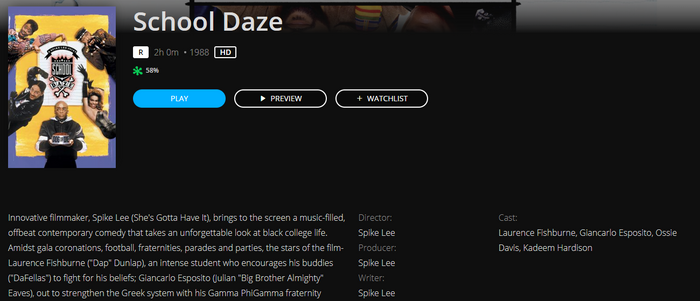 School Daze HD Digital Code (1988) (Redeems in Movies Anywhere; HDX Vudu Fandango at Home & HD iTunes Apple TV Transfer From Movies Anywhere)