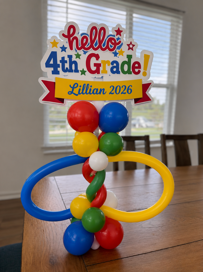 School Table Crazy Balloon Sign Tower
