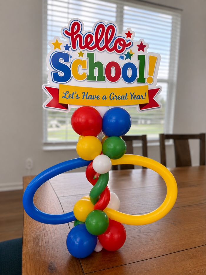 School Table Crazy Balloon Sign Tower