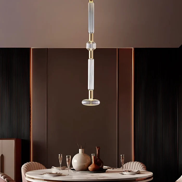Sculptural Fluted Glass Column Pendant Light