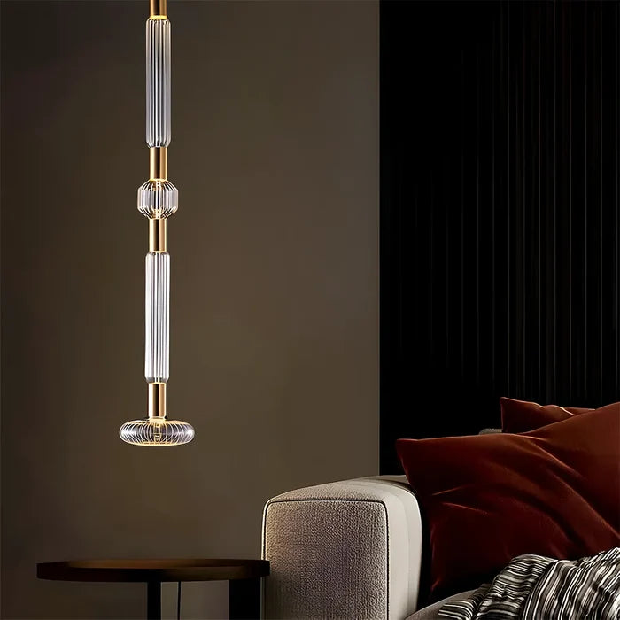 Sculptural Fluted Glass Column Pendant Light