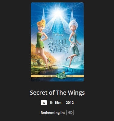 Secret of the Wings HD Digital Code (2012) (Redeems in Movies Anywhere; HDX Vudu Fandango at Home & HD iTunes Apple TV Transfer From Movies Anywhere)
