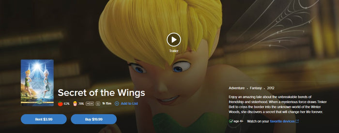 Secret of the Wings HD Digital Code (2012) (Redeems in Movies Anywhere; HDX Vudu Fandango at Home & HD iTunes Apple TV Transfer From Movies Anywhere)