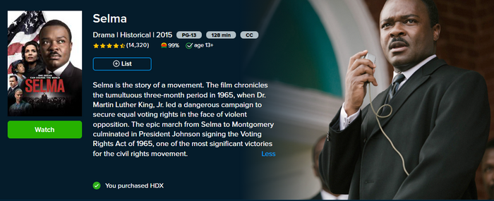 Selma Vudu HDX Digital Code