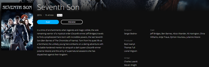 Seventh Son iTunes HD Digital Code (Redeems in iTunes; HDX Vudu & HD Google TV Transfer Across Movies Anywhere)