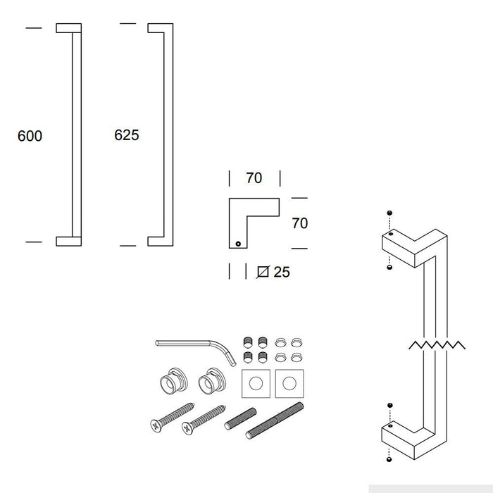 Shuffle Handgreep Denver s 25 x 600 mm Zwart - Doika - Deurgrepen - Shuffle - 8717727182255 - 62500040