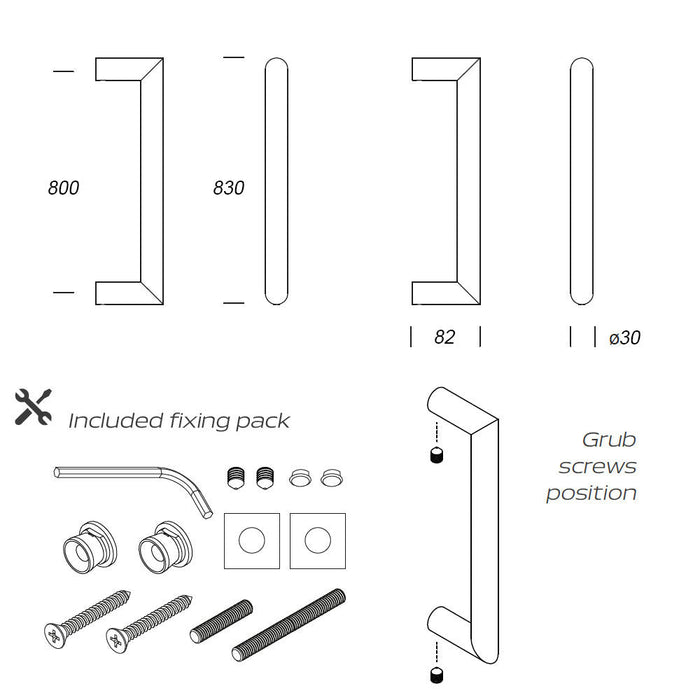 Shuffle Handgreep Nairobi 30 x 800 mm Zwart - Doika - Deurgrepen - Shuffle - 8717727192247 - 62500610