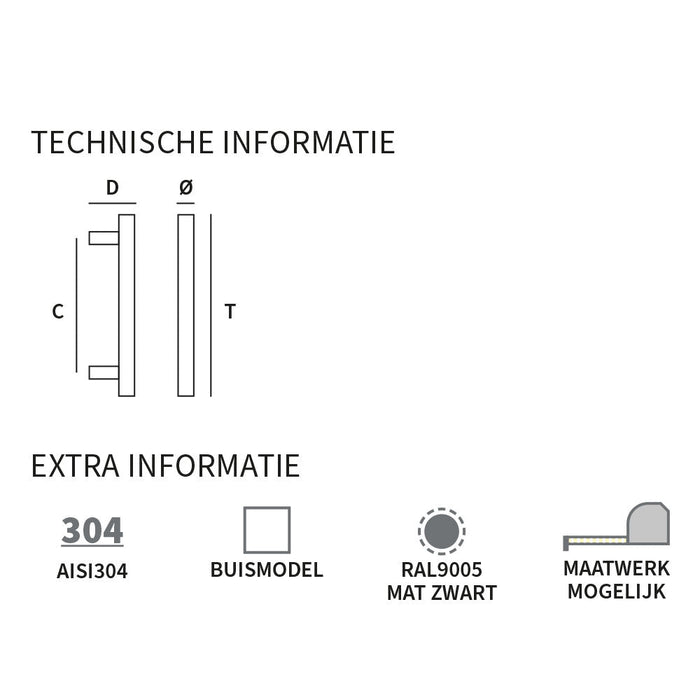 Shuffle Handgreep Toronto 25 x 800 x 960 mm Zwart - Doika - Deurgrepen - Shuffle - 8717727192636 - 62532530
