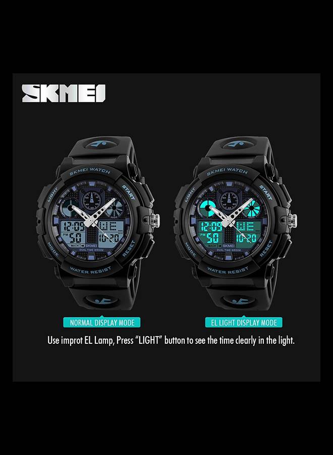 SKMEI Sports Wrist Watch Dual Display Analog and Digital Multi Functional LED Screen 50M Waterproof Mens Gadget