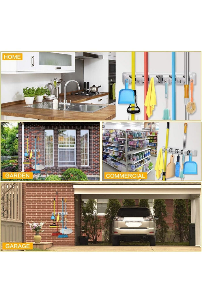 SKY-TOUCH Mop And Broom Holder, Wall Mounted Organizer