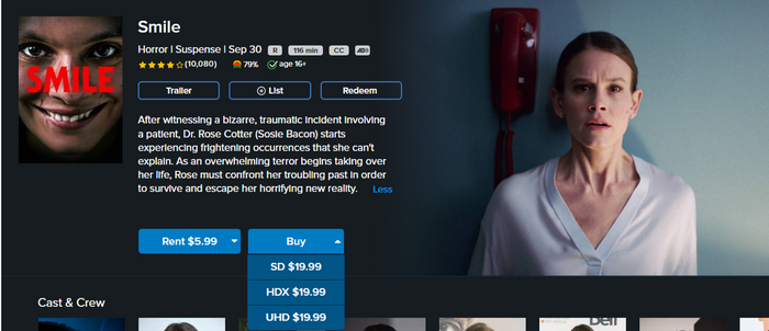 Smile Vudu Fandango at Home 4K Digital Code (2022)