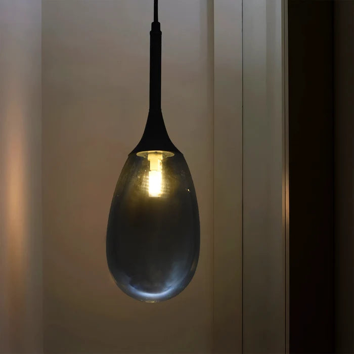 Smoked Drop Glass Pendant Lamp