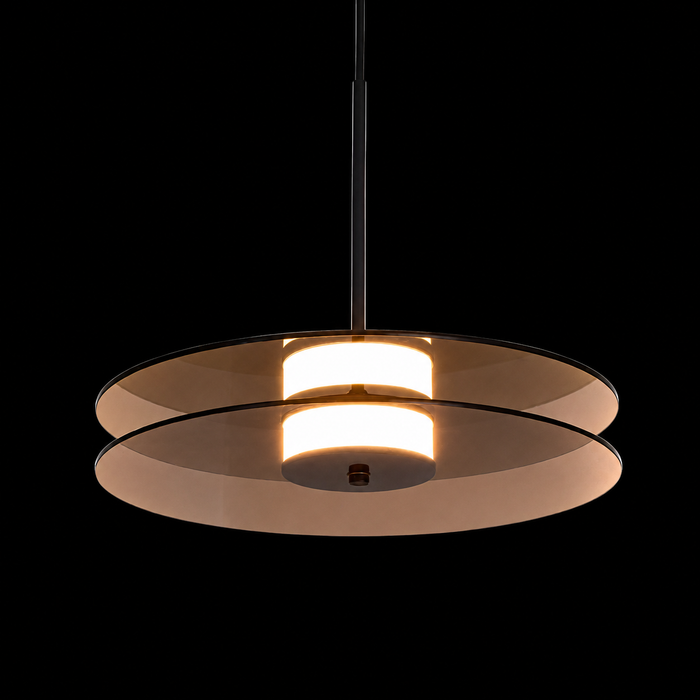 Smoked Glass Layered Saucer Pendant Light