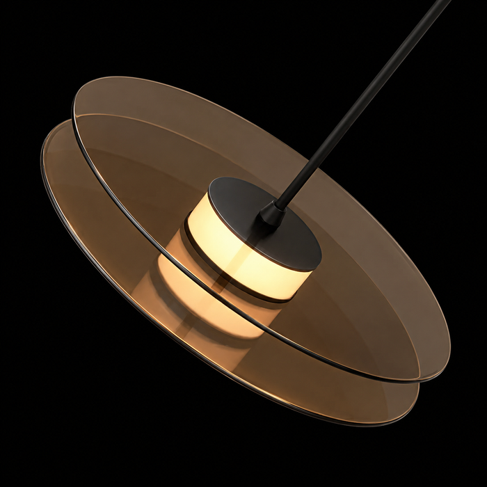 Smoked Glass Layered Saucer Pendant Light