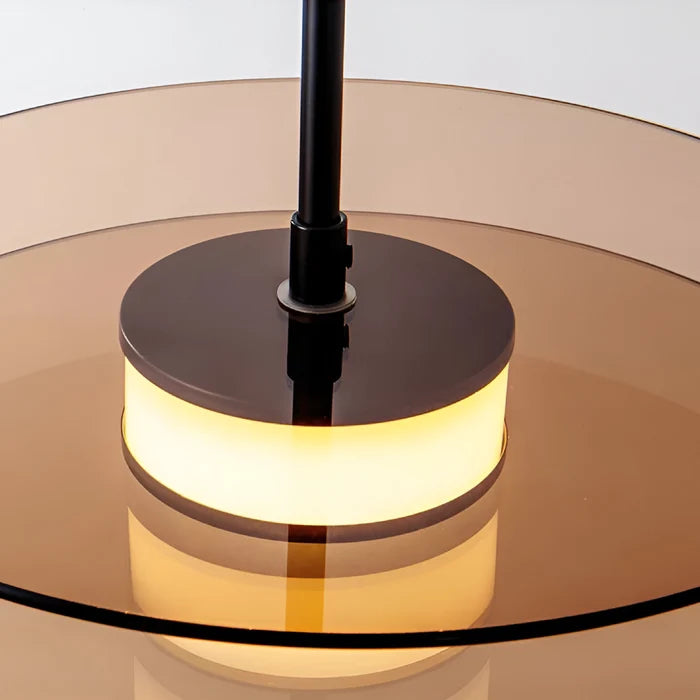 Smoked Glass Layered Saucer Pendant Light