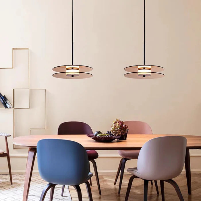 Smoked Glass Layered Saucer Pendant Light
