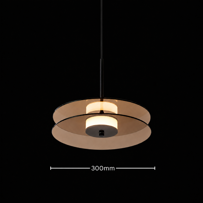 Smoked Glass Layered Saucer Pendant Light
