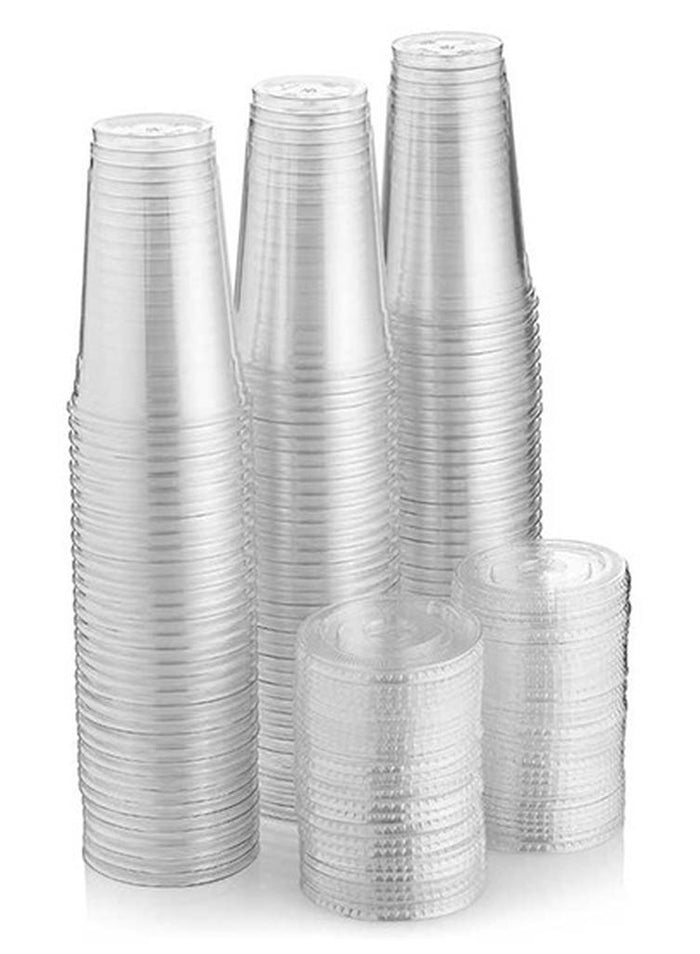 SNH Packing Plastic Juice Cup 24 Ounce With Lid Strong Ideal For Iced Coffee Smoothies Bubble Boba Tea Milkshakes Frozen Cocktails 25 Pieces