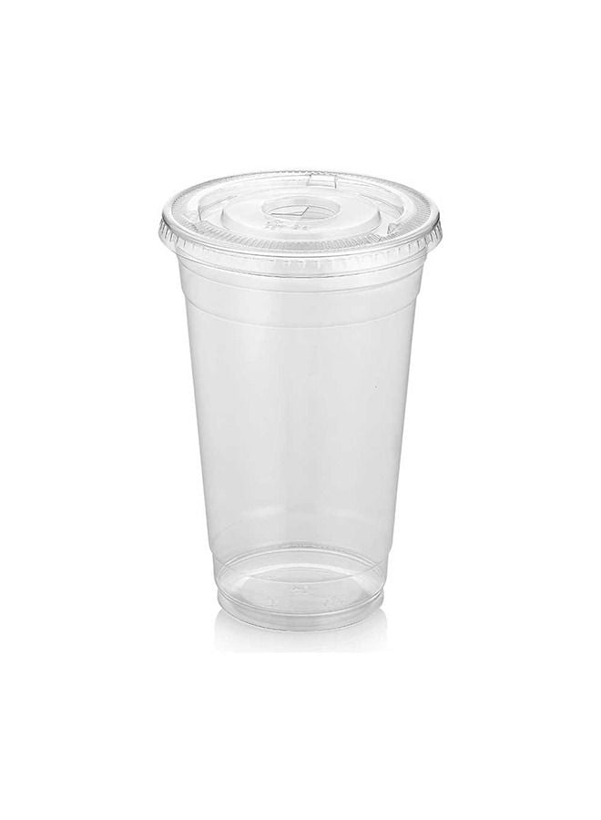 SNH Packing Plastic Juice Cup 24 Ounce With Lid Strong Ideal For Iced Coffee Smoothies Bubble Boba Tea Milkshakes Frozen Cocktails 25 Pieces