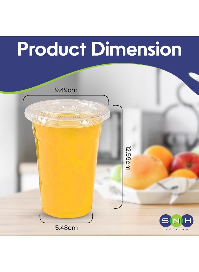 SNH Packing SNH 50 Pieces 16Oz Juice Cup With Lid Clear Strong Disposable Cups
