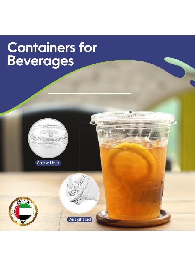 SNH Packing SNH 50 Pieces 16Oz Juice Cup With Lid Clear Strong Disposable Cups