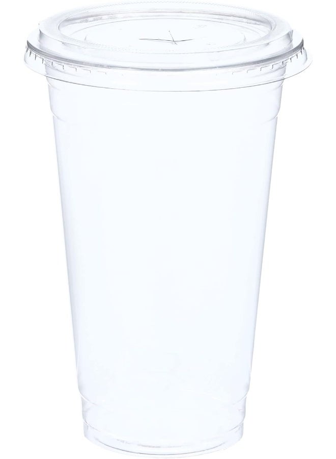 SNH Packing SNH 50 Pieces 16Oz Juice Cup With Lid Clear Strong Disposable Cups