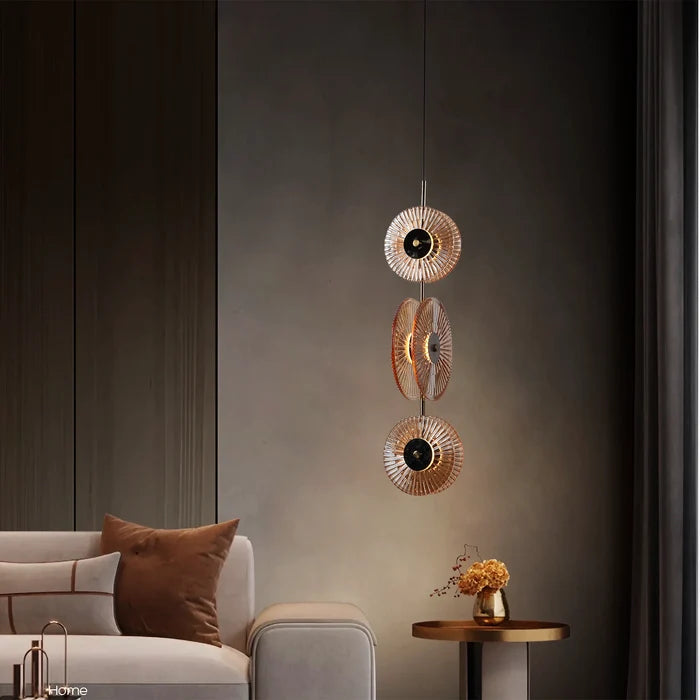 Solar Disc- Modern Fluted Glass Pendant Light