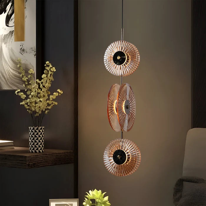 Solar Disc- Modern Fluted Glass Pendant Light