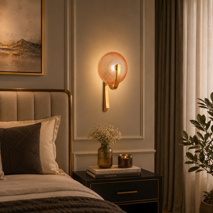 Solara Refract - Art Deco Glass Wall Sconce with Brass Accent