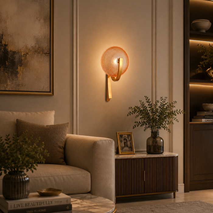 Solara Refract - Art Deco Glass Wall Sconce with Brass Accent