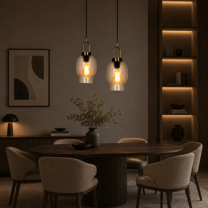 Solis Amber Glow A Textured Glass Pendant Lamp